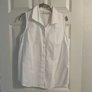 Chicos white noniron button up sleeveless top with collar size 1.5.